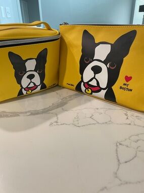 Marc Tetro Yellow 'My Boston' Cosmetic Pouch Set of 2